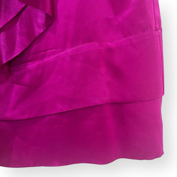 Diane Von Furstenberg Ruffled Caboney 100% Silk Top Blouse Size 6 Pink Fuchsia - Picture 5 of 8